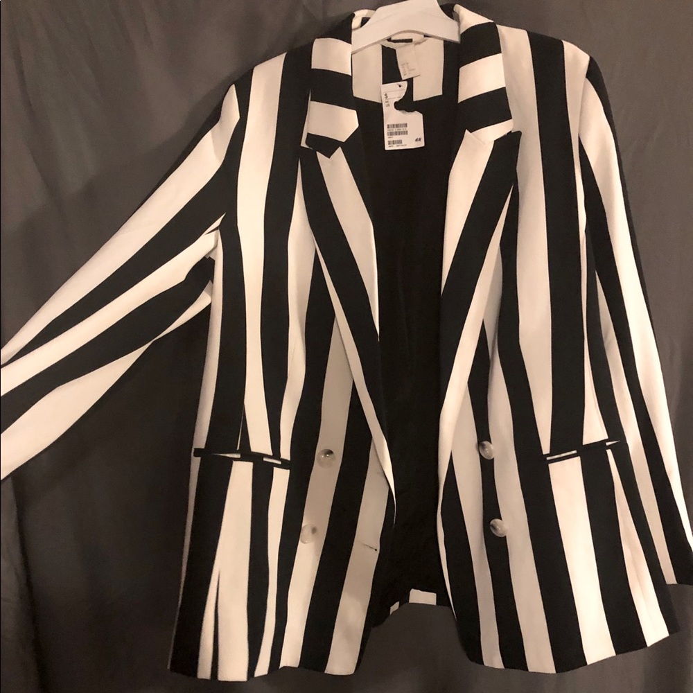 H&M double-breasted striped blazer NWT